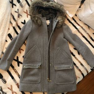 J. Crew Women’s Wool Coat with Faux Fur Hood